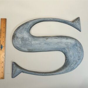 Large Antique wooden letter “S” from old restaurant signage